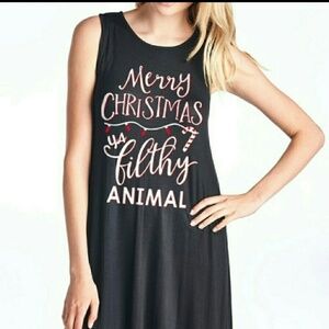 Christmas Dress Tank Top Black Red Green M L